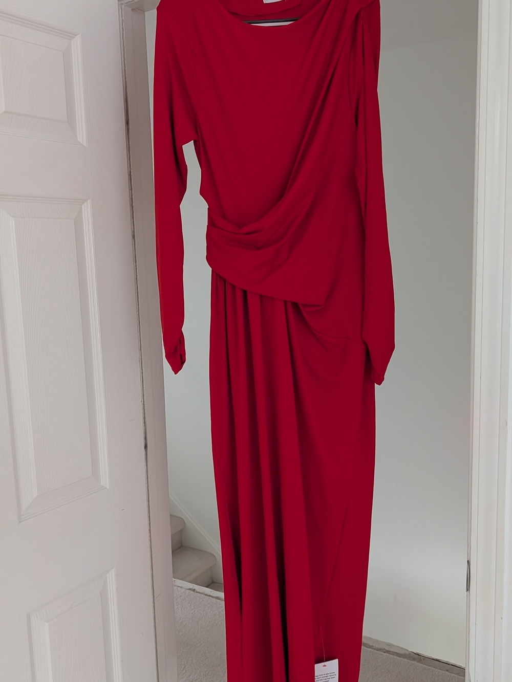 ASOS Red Long-Sleeve Draped Maxi Dress